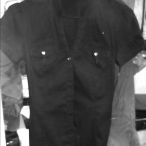 Short sleeved button down top